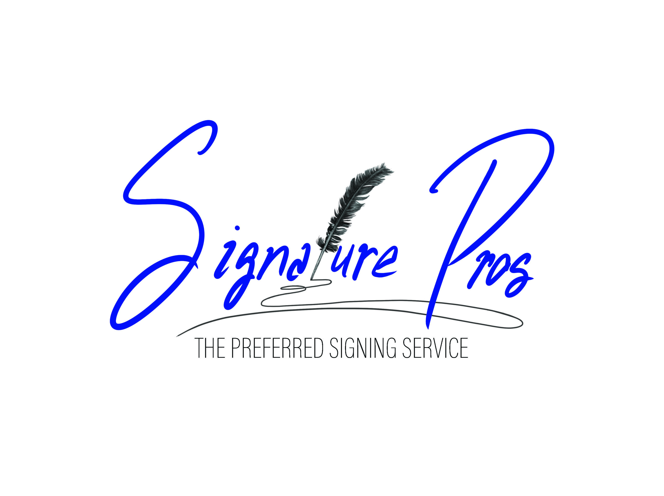 Signature Pros logo with a feather pen.
